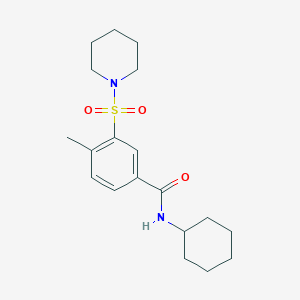 molecular formula C19H28N2O3S B13573663 N-cyclohexyl-4-methyl-3-(piperidin-1-ylsulfonyl)benzamide 