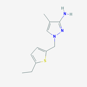 molecular formula C11H15N3S B13573830 1-((5-Ethylthiophen-2-yl)methyl)-4-methyl-1h-pyrazol-3-amine 