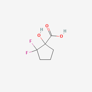 molecular formula C6H8F2O3 B13573855 2,2-Difluoro-1-hydroxycyclopentane-1-carboxylic acid 