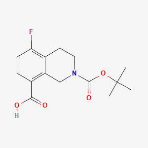 molecular formula C15H18FNO4 B13573857 2-[(Tert-butoxy)carbonyl]-5-fluoro-1,2,3,4-tetrahydroisoquinoline-8-carboxylicacid 