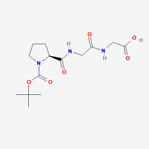 molecular formula C14H23N3O6 B13573953 2-(2-{[(2S)-1-[(tert-butoxy)carbonyl]pyrrolidin-2-yl]formamido}acetamido)aceticacid 