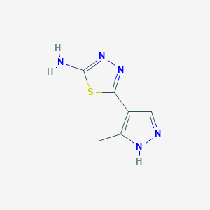 molecular formula C6H7N5S B13574009 5-(5-methyl-1H-pyrazol-4-yl)-1,3,4-thiadiazol-2-amine 