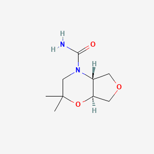 molecular formula C9H16N2O3 B13574051 rac-(4aR,7aS)-2,2-dimethyl-hexahydro-2H-furo[3,4-b]morpholine-4-carboxamide,trans 
