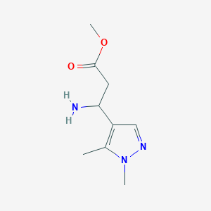 molecular formula C9H15N3O2 B13574162 methyl 3-amino-3-(1,5-dimethyl-1H-pyrazol-4-yl)propanoate 