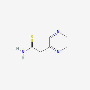 molecular formula C6H7N3S B13574228 Pyrazineacetamide, thio- CAS No. 25948-03-2