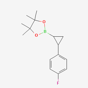 molecular formula C15H20BFO2 B13574450 2-[2-(4-Fluorophenyl)cyclopropyl]-4,4,5,5-tetramethyl-1,3,2-dioxaborolane 
