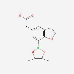 molecular formula C17H23BO5 B13574469 Methyl 2-(7-(4,4,5,5-tetramethyl-1,3,2-dioxaborolan-2-yl)-2,3-dihydrobenzofuran-5-yl)acetate 