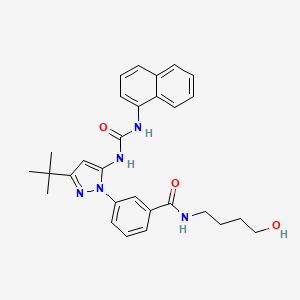 molecular formula C29H33N5O3 B13574474 3-(3-tert-butyl-5-{[(naphthalen-1-yl)carbamoyl]amino}-1H-pyrazol-1-yl)-N-(4-hydroxybutyl)benzamide 