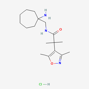 molecular formula C17H30ClN3O2 B13574493 N-[(1-aminocycloheptyl)methyl]-2-(3,5-dimethyl-1,2-oxazol-4-yl)-2-methylpropanamide hydrochloride 