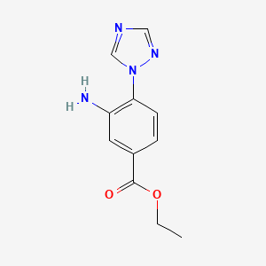 molecular formula C11H12N4O2 B13574577 Ethyl 3-amino-4-(1h-1,2,4-triazol-1-yl)benzoate 