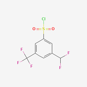 molecular formula C8H4ClF5O2S B13574618 3-Difluoromethyl-5-(trifluoromethyl)benzenesulfonyl chloride 