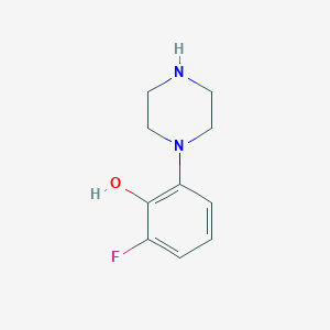 molecular formula C10H13FN2O B13574683 2-Fluoro-6-(piperazin-1-yl)phenol 