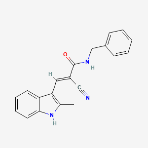 molecular formula C20H17N3O B13574693 (2E)-N-benzyl-2-cyano-3-(2-methyl-1H-indol-3-yl)acrylamide 