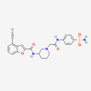 molecular formula C24H24N4O5S B13574699 4-ethynyl-N-(1-{[(4-sulfamoylphenyl)carbamoyl]methyl}piperidin-3-yl)-1-benzofuran-2-carboxamide 