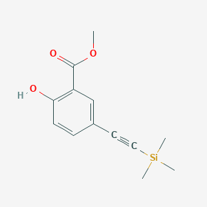 molecular formula C13H16O3Si B1357477 Methyl 2-hydroxy-5-[2-(trimethylsilyl)ethynyl]-benzenecarboxylate CAS No. 119754-18-6