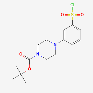 molecular formula C15H21ClN2O4S B13574946 Tert-butyl4-[3-(chlorosulfonyl)phenyl]piperazine-1-carboxylate 