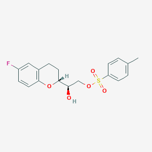 molecular formula C18H19FO5S B135750 2-[(2R)-6-Fluoro-3,4-dihydro-2H-1-benzopyran-2-yl]-2-hydroxyethyl 4-methylbenzene-1-sulfonate CAS No. 303176-46-7