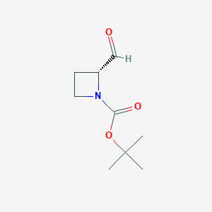 molecular formula C9H15NO3 B13575037 (2R)-N-Boc-azetidine-2-carbaldehyde 