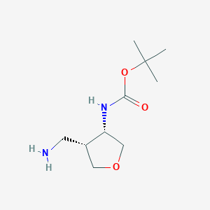 molecular formula C10H20N2O3 B13575069 rac-tert-butyl N-[(3R,4S)-4-(aminomethyl)oxolan-3-yl]carbamate 
