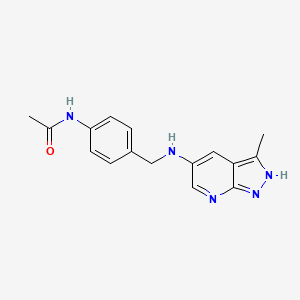 molecular formula C16H17N5O B13575196 N-{4-[({3-methyl-1H-pyrazolo[3,4-b]pyridin-5-yl}amino)methyl]phenyl}acetamide 