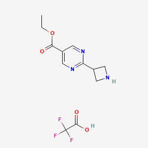 molecular formula C12H14F3N3O4 B13575227 Ethyl2-(azetidin-3-yl)pyrimidine-5-carboxylate,trifluoroaceticacid 