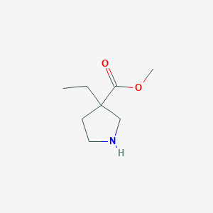 molecular formula C8H15NO2 B13575270 Methyl 3-ethylpyrrolidine-3-carboxylate 