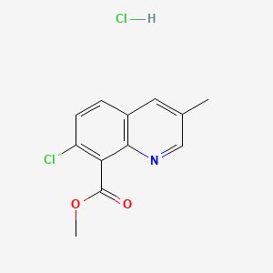 molecular formula C12H11Cl2NO2 B13575374 Methyl7-chloro-3-methylquinoline-8-carboxylatehydrochloride 