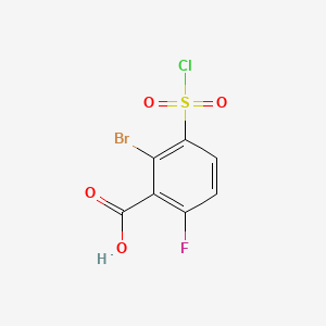 molecular formula C7H3BrClFO4S B13575441 2-Bromo-3-(chlorosulfonyl)-6-fluorobenzoicacid 