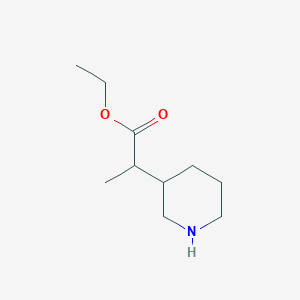 molecular formula C10H19NO2 B13575547 Ethyl 2-(piperidin-3-yl)propanoate 