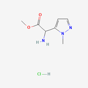 molecular formula C7H12ClN3O2 B13575556 methyl2-amino-2-(1-methyl-1H-pyrazol-5-yl)acetatehydrochloride 