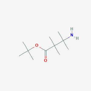 molecular formula C11H23NO2 B13576021 Tert-butyl 3-amino-2,2,3-trimethylbutanoate 