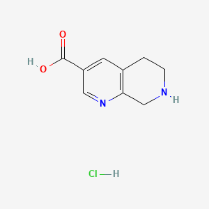 molecular formula C9H11ClN2O2 B13576024 5,6,7,8-Tetrahydro-1,7-naphthyridine-3-carboxylicacidhydrochloride 