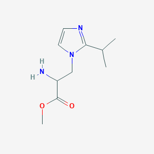 molecular formula C10H17N3O2 B13576171 Methyl 2-amino-3-(2-isopropyl-1h-imidazol-1-yl)propanoate 