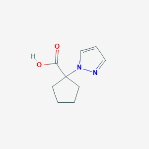 molecular formula C9H12N2O2 B13576188 1-(1-Pyrazolyl)cyclopentanecarboxylic Acid 