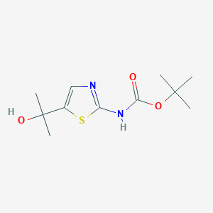 molecular formula C11H18N2O3S B13576450 tert-Butyl (5-(2-Hydroxypropan-2-yl)thiazol-2-yl)carbamate 