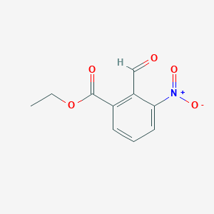 molecular formula C10H9NO5 B13576455 Ethyl 2-formyl-3-nitrobenzoate 