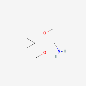 molecular formula C7H15NO2 B13576510 2-Cyclopropyl-2,2-dimethoxyethan-1-amine 