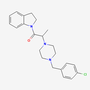 molecular formula C22H26ClN3O B13576529 2-{4-[(4-chlorophenyl)methyl]piperazin-1-yl}-1-(2,3-dihydro-1H-indol-1-yl)propan-1-one 