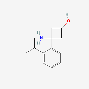 molecular formula C13H19NO B13576575 3-Amino-3-[2-(propan-2-yl)phenyl]cyclobutan-1-ol 