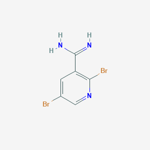 molecular formula C6H5Br2N3 B13577156 2,5-Dibromonicotinimidamide 