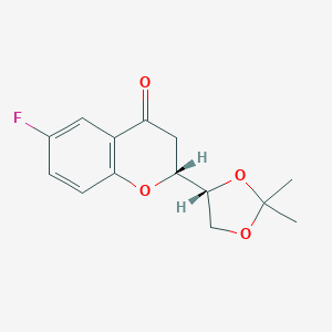 molecular formula C14H15FO4 B135774 (1'R,2R)-2-[(1',2'-O-Isopropylidene)dihydroxyethyl]-6-fluorochroman-4-one CAS No. 797054-18-3