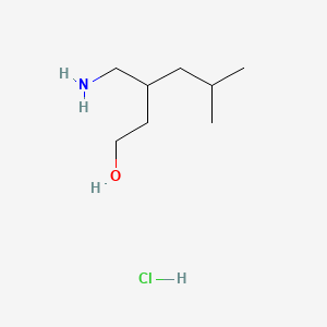 molecular formula C8H20ClNO B13577518 3-(Aminomethyl)-5-methylhexan-1-olhydrochloride 