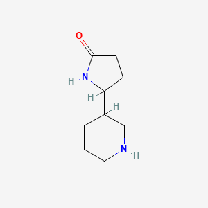 molecular formula C9H16N2O B13577656 5-(Piperidin-3-yl)pyrrolidin-2-one 
