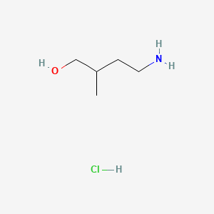 molecular formula C5H14ClNO B13577860 4-Amino-2-methylbutan-1-olhydrochloride 