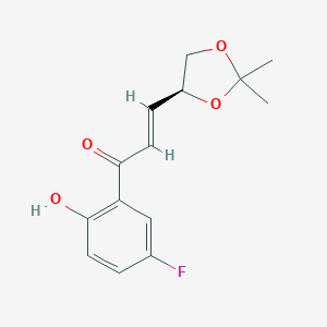 molecular formula C14H15FO4 B135779 (E)-3-[(4S)-2,2-Dimethyl-1,3-dioxolan-4-yl]-1-(5-fluoro-2-hydroxyphenyl)prop-2-en-1-one CAS No. 797054-16-1