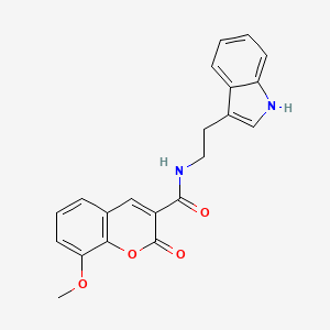 molecular formula C21H18N2O4 B13578326 N-[2-(1H-indol-3-yl)ethyl]-8-methoxy-2-oxo-2H-chromene-3-carboxamide 