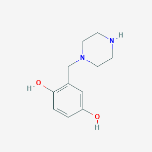 molecular formula C11H16N2O2 B13578350 4-Nitro-2-(piperazin-1-ylmethyl)phenol 
