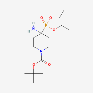 molecular formula C14H29N2O5P B13578511 Tert-butyl4-amino-4-(diethoxyphosphoryl)piperidine-1-carboxylate 