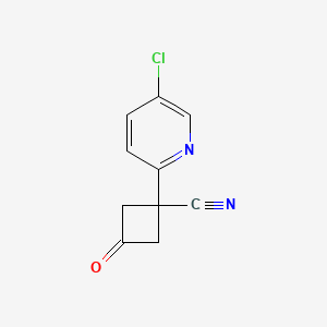 molecular formula C10H7ClN2O B13578517 1-(5-Chloropyridin-2-yl)-3-oxocyclobutane-1-carbonitrile 
