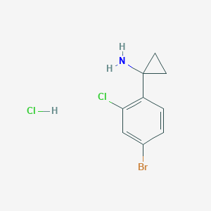 molecular formula C9H10BrCl2N B13578719 1-(4-Bromo-2-chlorophenyl)cyclopropan-1-aminehydrochloride 